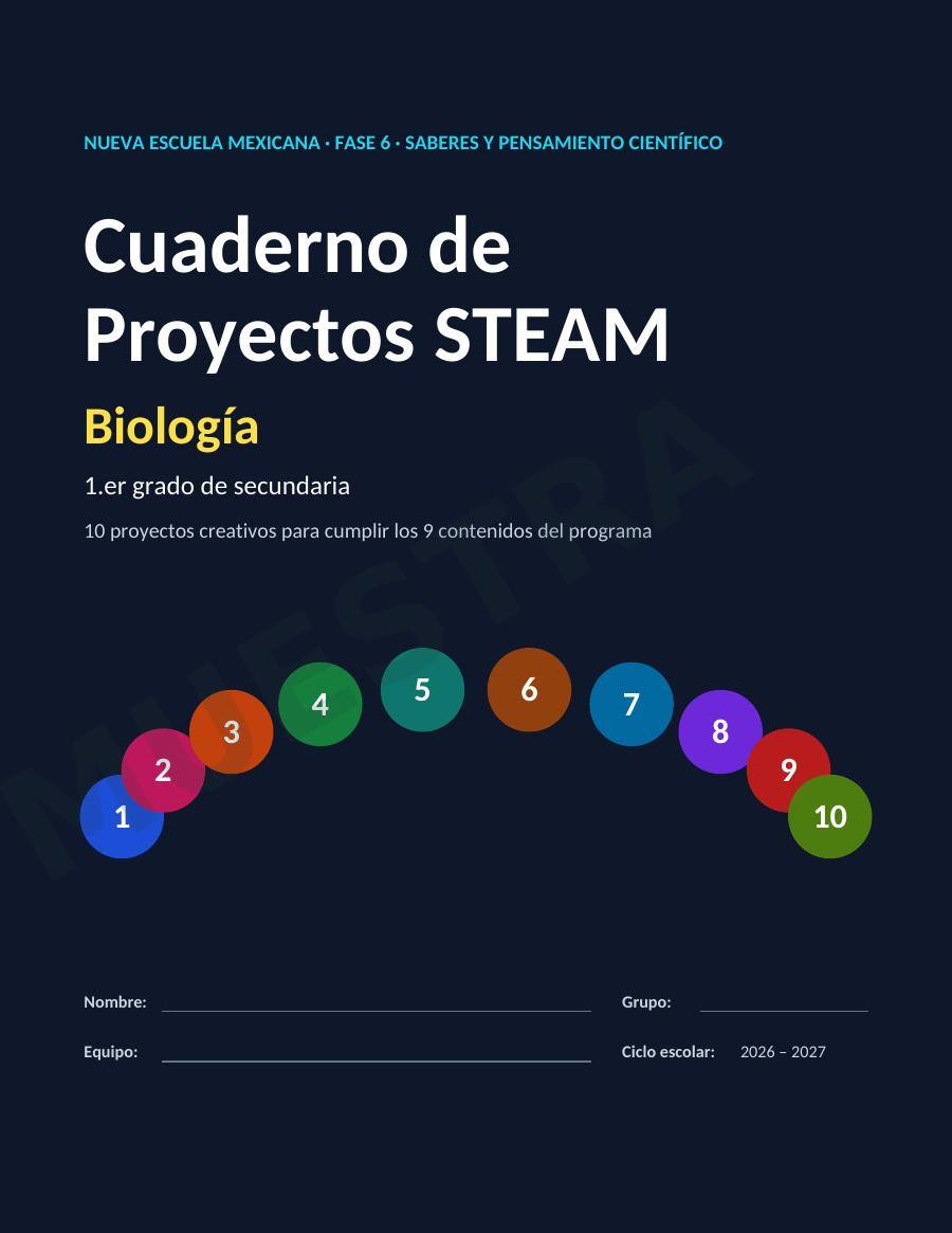 Página de muestra: Cuaderno de proyectos de Biología para secundaria