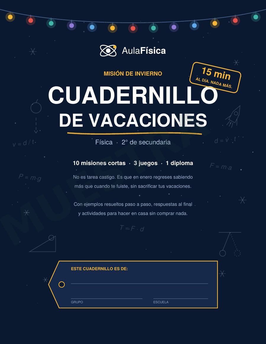 Página de muestra: Cuadernillo de Vacaciones de Física, 2.º de secundaria